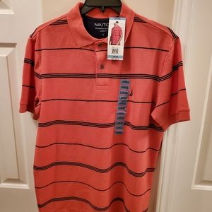 SZ L NAUTIVA MEN'S POLO SHIRT CORAL SHORT SLEEVE